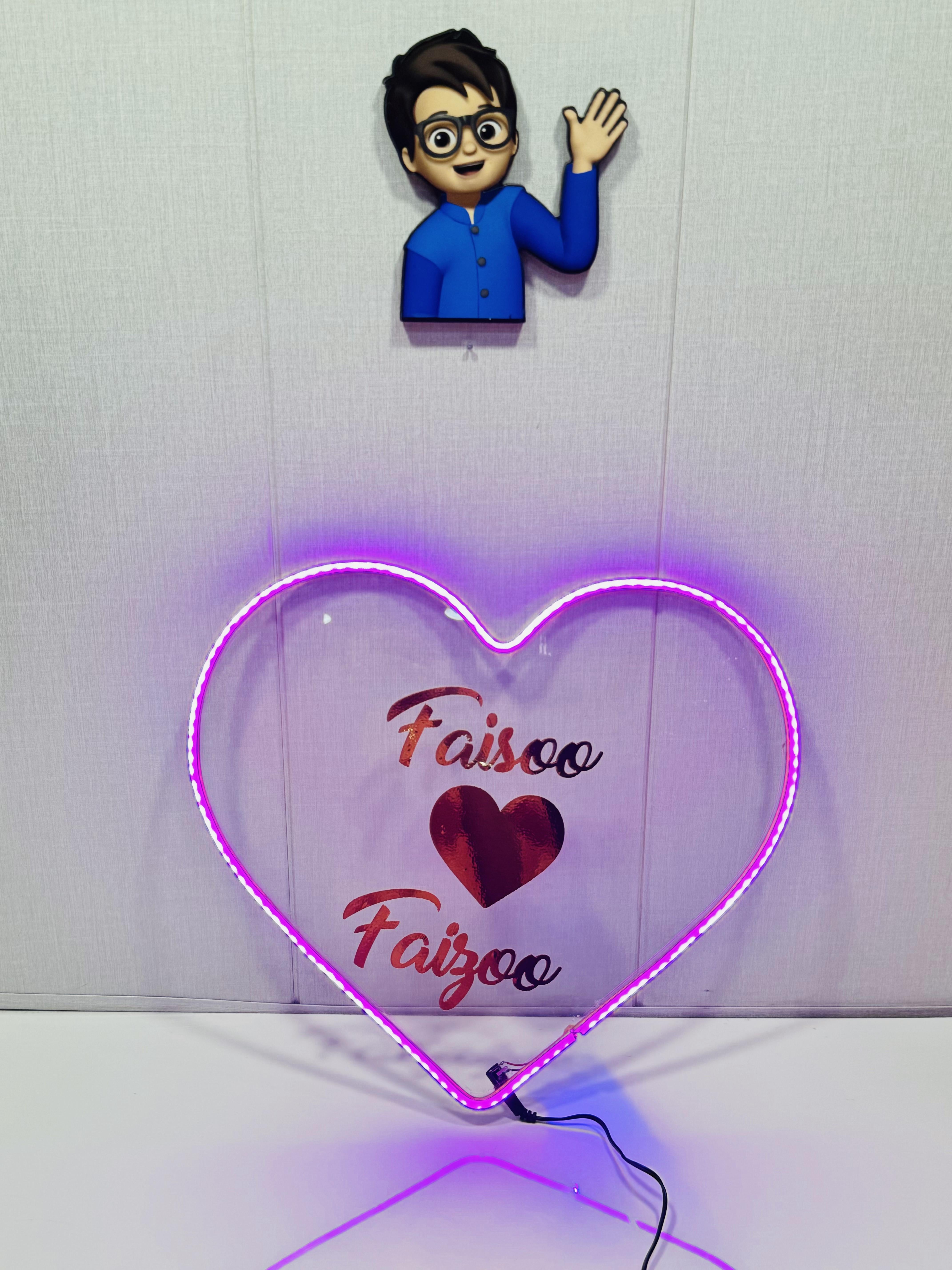 Acrylic Heart Neon Light With Name