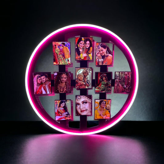 Round Neon Light Frame Picture