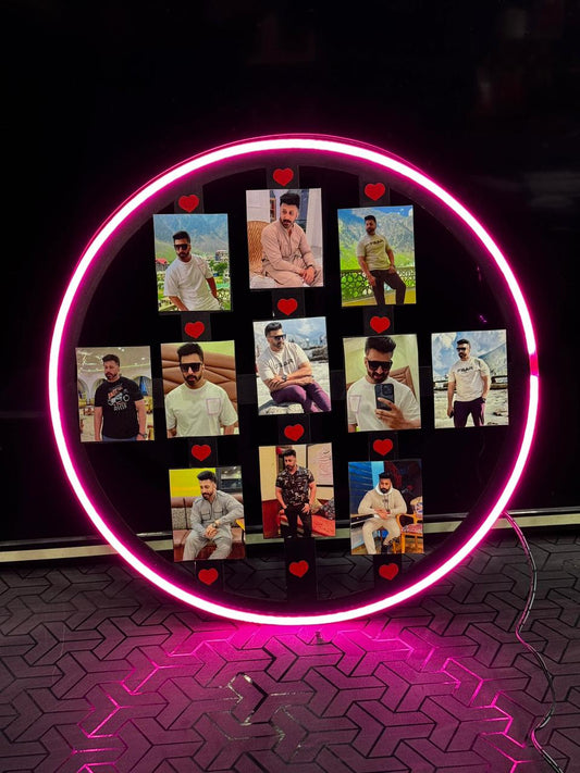 Round Neon Light Frame Picture